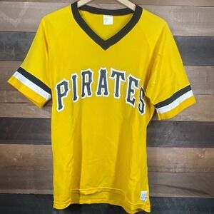 Pittsburgh Pirates Baseball Jersey Mens Yellow Large Short Sleeve Medalist